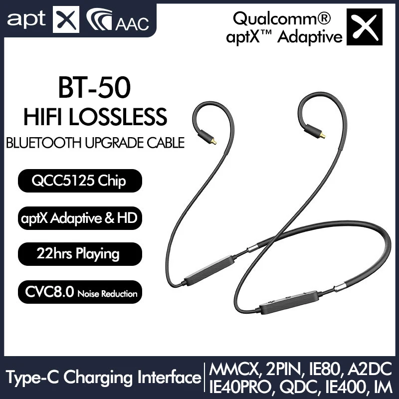 QCC5125 AptX адаптивный QDC APTX HD Bluetooth наушники IE80 кабель микрофон MMCX коннектор Shure SE535 SE846
