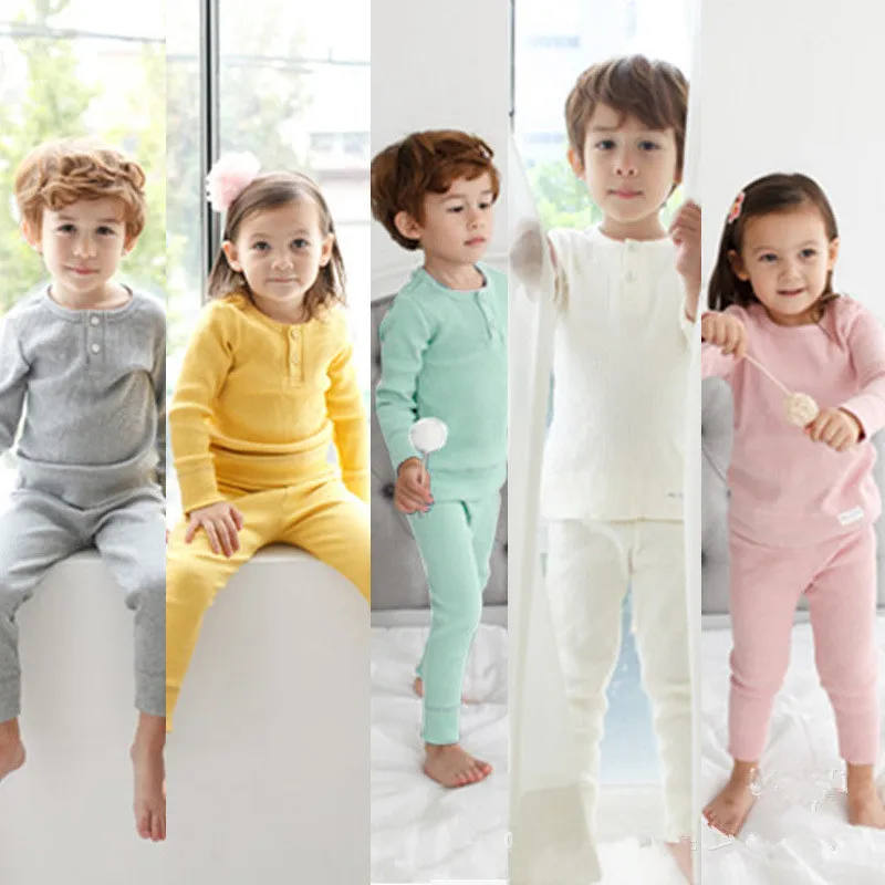 Children Kids Cotton Underwear Home Clothes 2 Piece Pajamas Set Solid Bottoming Nightgown Fall Sleepwear
Children Kids Cotton Underwear Home Clothes 2 Piece Pajamas Set Solid Bottoming Nightgown Fall Sleepwear