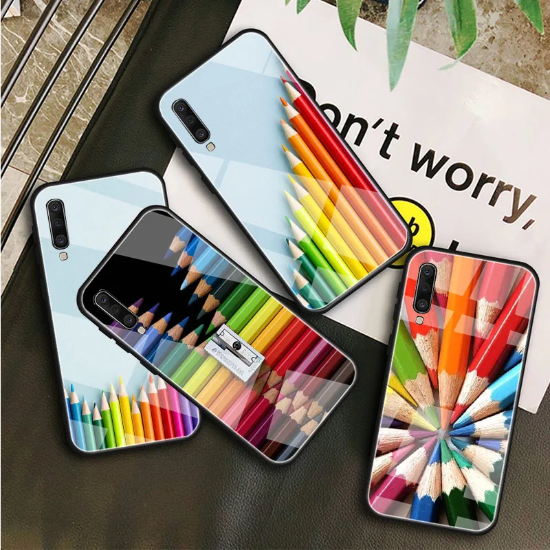Цветной чехол из закаленного стекла для Samsung Galaxy A10S A10E A20S A20E A30S A40 A50S A60 A70 A80 A90 A6 A7 A8 |