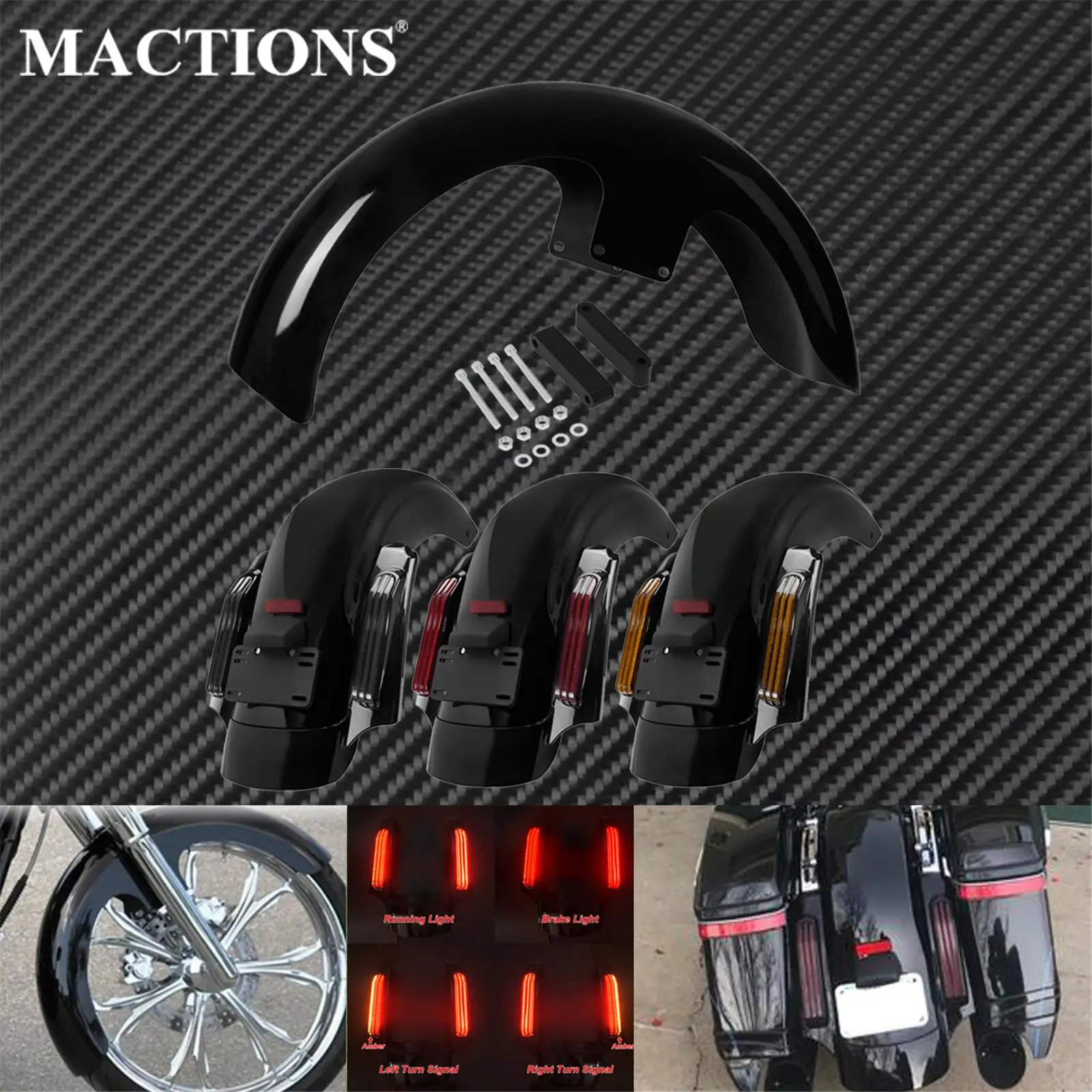 Motorcycle LED CVO Style Rear Fender System Brake Tail Light & 21" Wrap Front Mudguard Fender For Harley Touring Road King 14-20
Motorcycle LED CVO Style Rear Fender System Brake Tail Light & 21" Wrap Front Mudguard Fender For Harley Touring Road King 14-20