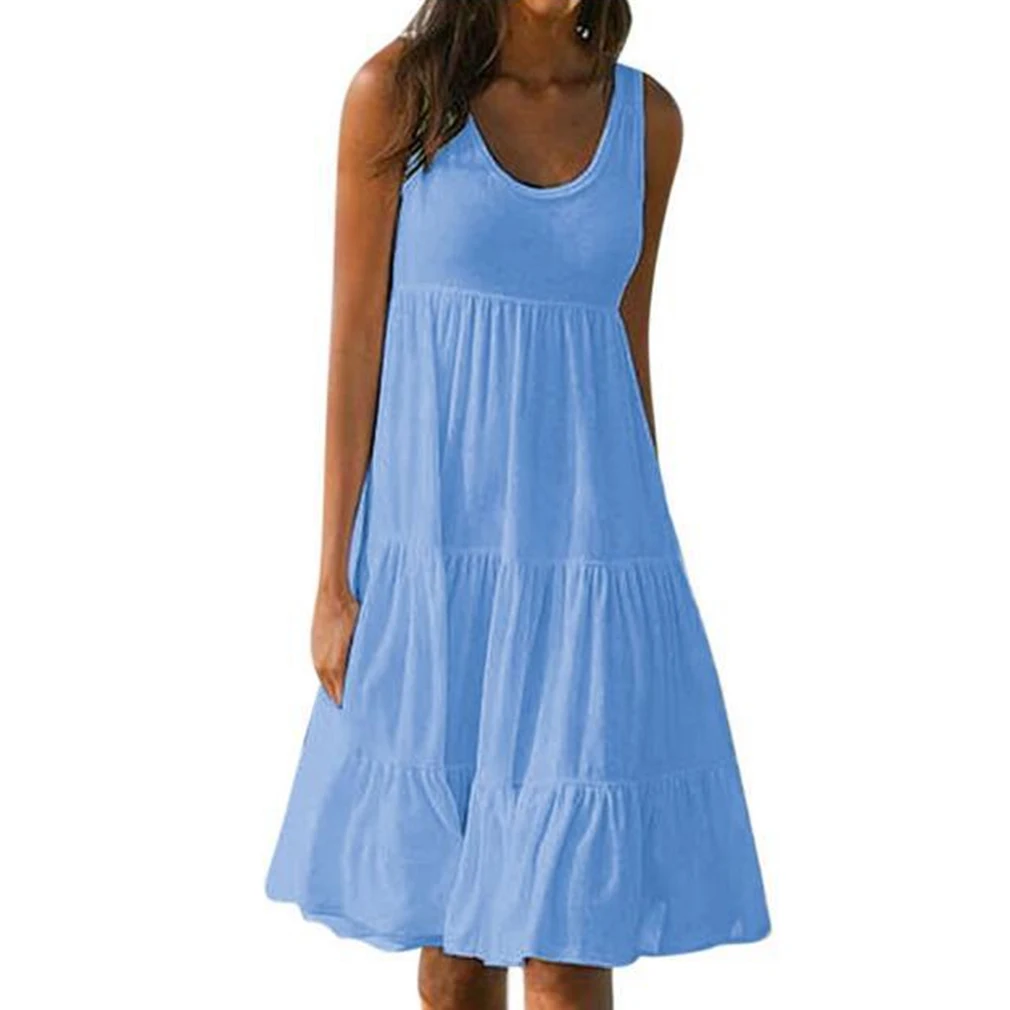 New Summer Loose Cotton Women Dress Solid Casual Sleeveless Vest Dress Fashion All-matched Dress O-neck Clothing Vestido Female
New Summer Loose Cotton Women Dress Solid Casual Sleeveless Vest Dress Fashion All-matched Dress O-neck Clothing Vestido Female