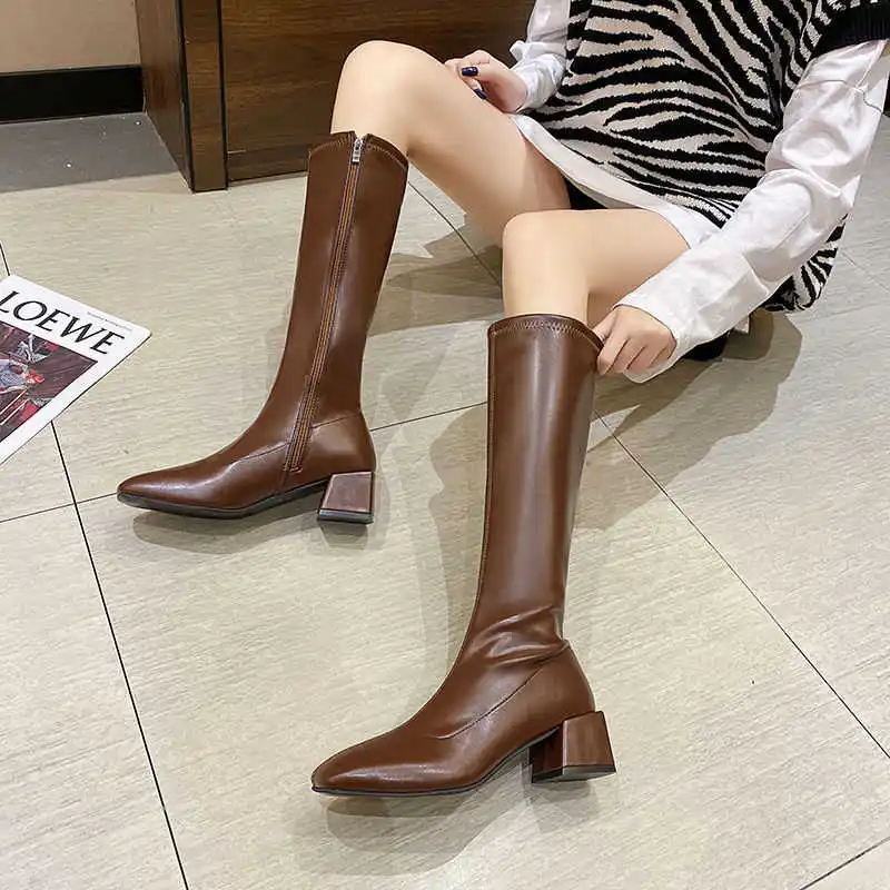 Skinny boots knee length boots women's 2020 new small high heeled boots thick heeled Knight boots high boots
Skinny boots knee length boots women's 2020 new small high heeled boots thick heeled Knight boots high boots
