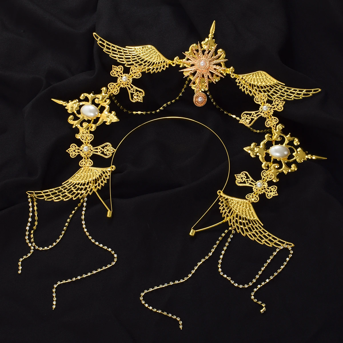 Gold Halo Goddess Headpiece Lolita Vintage KC Headband Angel Wings Virgin Mary Halo Bride Headwear
Gold Halo Goddess Headpiece Lolita Vintage KC Headband Angel Wings Virgin Mary Halo Bride Headwear