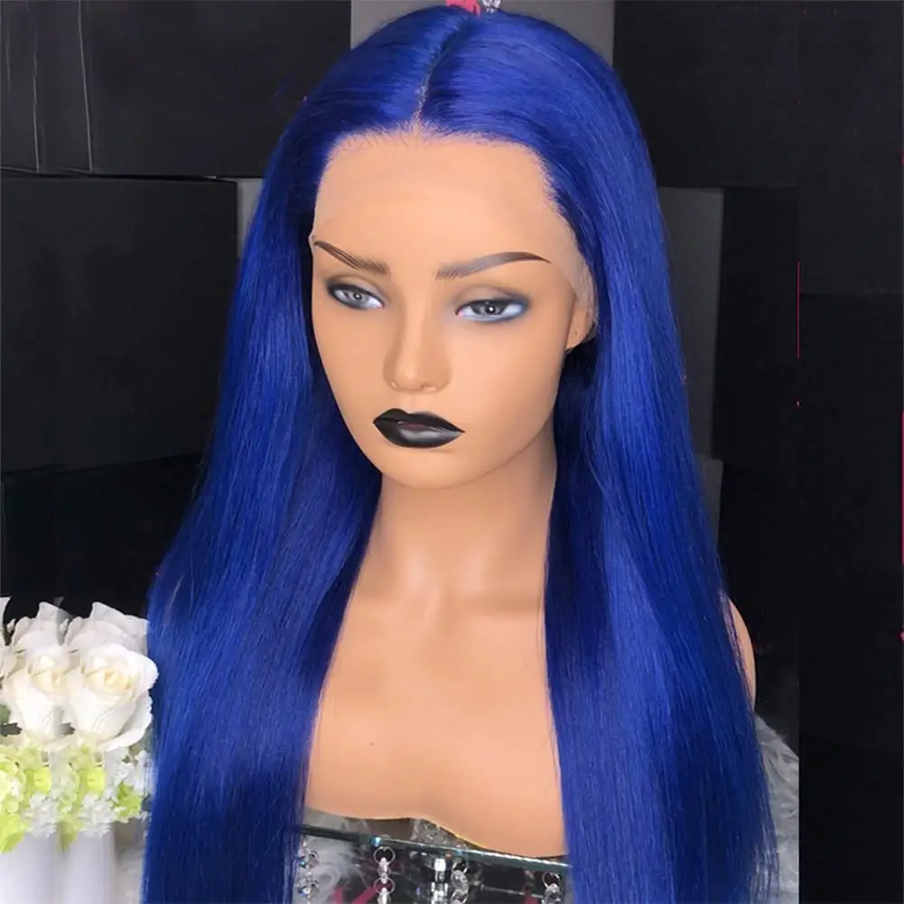 DLME Long Straight Light Blue Frontal Lace Wig With Natural Hairline Blue Synthetic Lace Front Wigs For Black Women
DLME Long Straight Light Blue Frontal Lace Wig With Natural Hairline Blue Synthetic Lace Front Wigs For Black Women