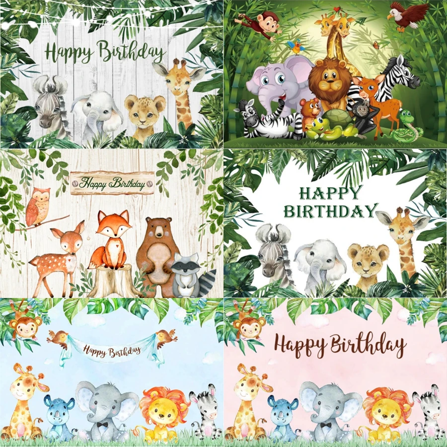 

Photography Backdrop Jungle Safari Wild One 1st Birthday Baby Shower Newborn Custom Portrait Photographic Background