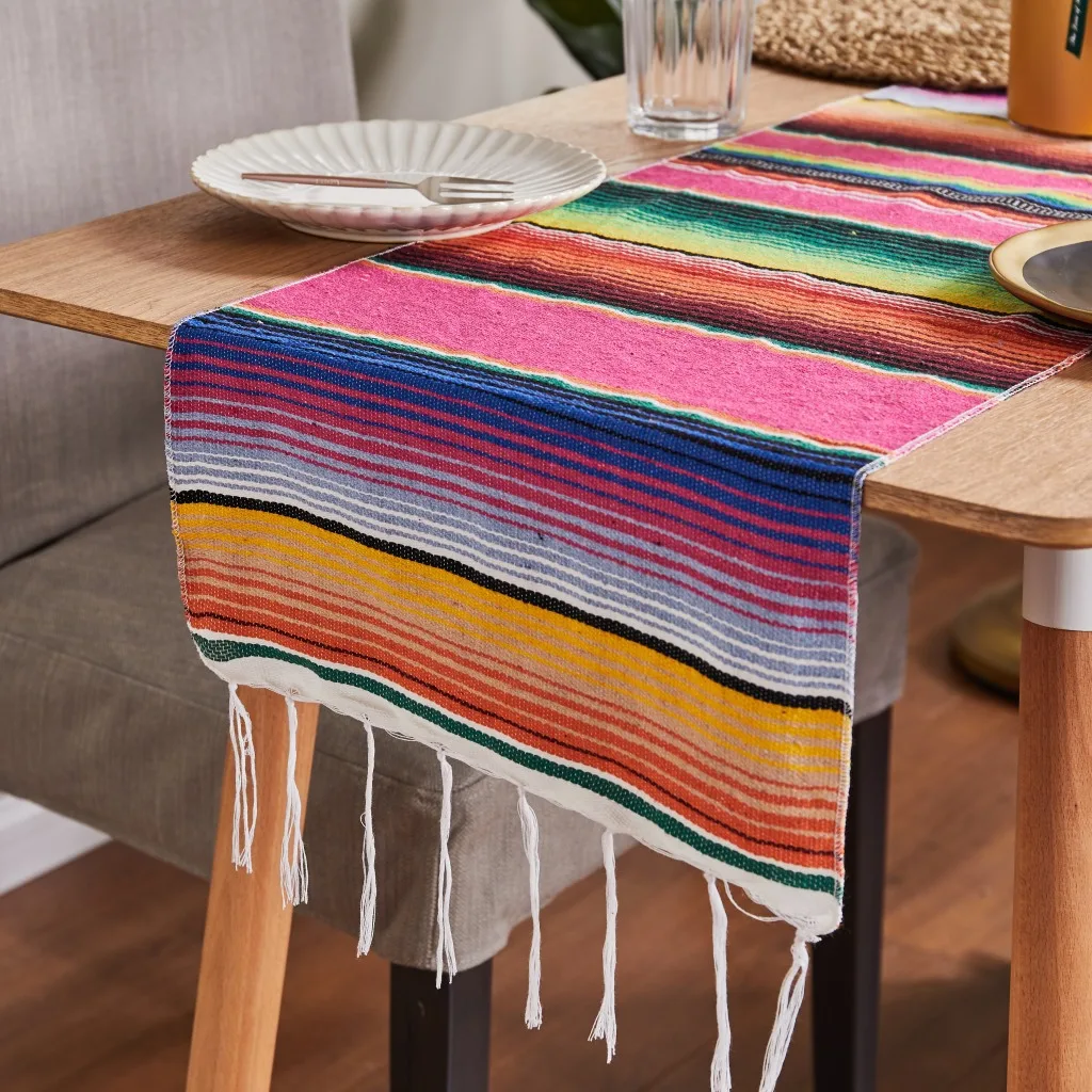 5 Sizes Mexican Style Rainbow Striped Table Runner Tablecloth Rustic Wedding Party Banquet Decoration Home Textiles
5 Sizes Mexican Style Rainbow Striped Table Runner Tablecloth Rustic Wedding Party Banquet Decoration Home Textiles