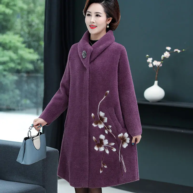 Middle-aged Women Thick Imitation Faux Mink Fur Outwear Female Cashmere Coat Ladies Long Sleeve Knit Sweater Cardigan Z193
Middle-aged Women Thick Imitation Faux Mink Fur Outwear Female Cashmere Coat Ladies Long Sleeve Knit Sweater Cardigan Z193