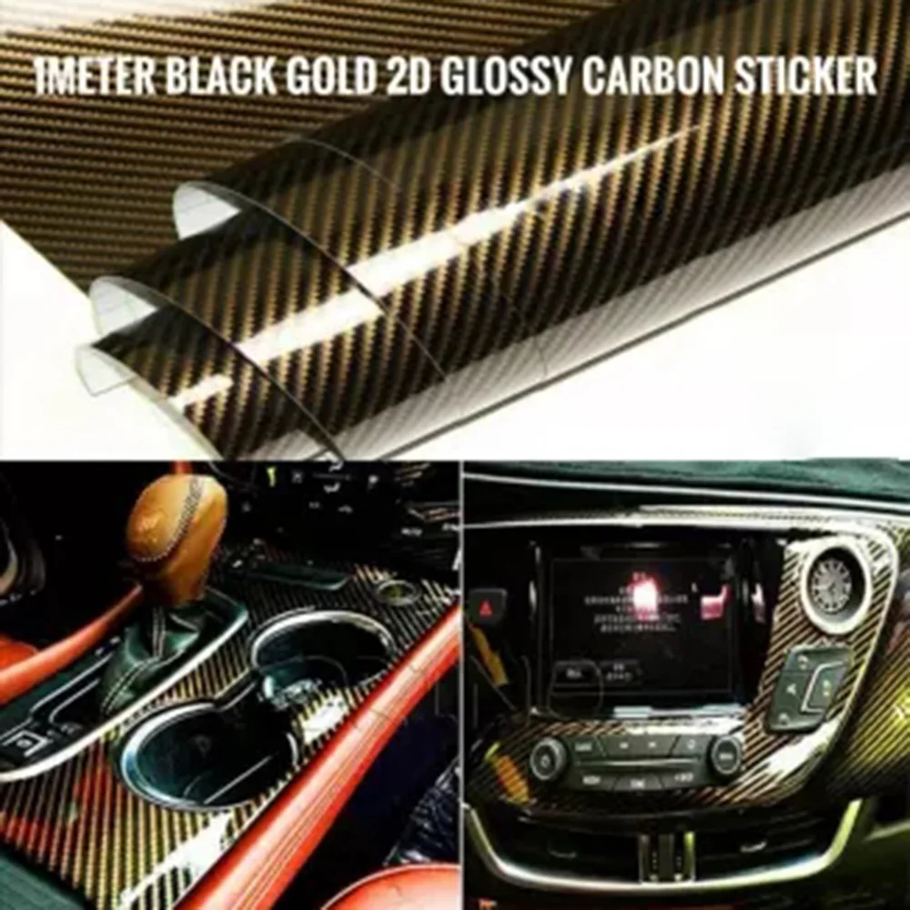 

Smooth Glossy High Gloss Black Gold Vinyl Film Car Roof Sticker Sheets Wrap Decal Automobile Motorcycle High End Decorative Stip