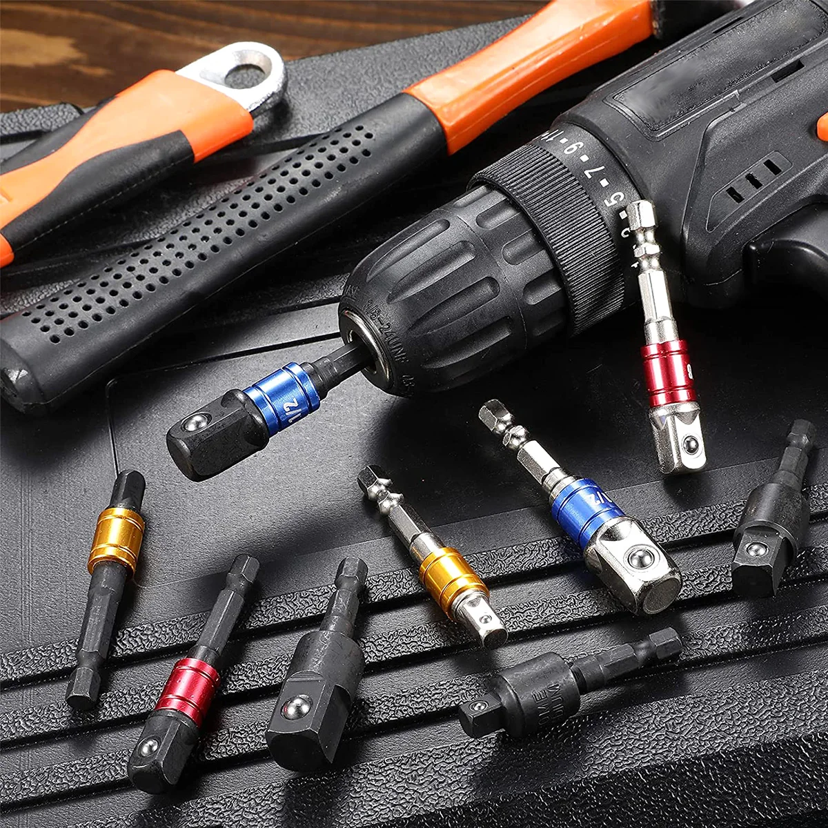 9Pcs 1/4" 3/8" 1/2" Driver Adapter Hex Wrench Extension Drill Bits Socket Adapter Power Extension Bit Set for Drills Nut Driver
9Pcs 1/4" 3/8" 1/2" Driver Adapter Hex Wrench Extension Drill Bits Socket Adapter Power Extension Bit Set for Drills Nut Driver