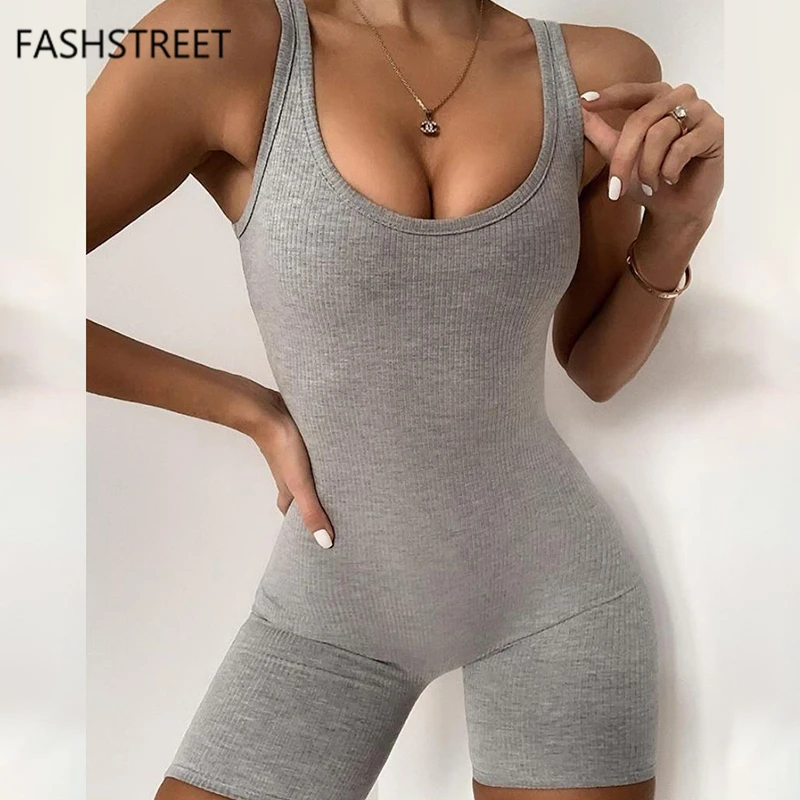 Модные трикотажные Стрейчевые Комбинезоны на бретелях от FASHSTREET Сезон осень 2020