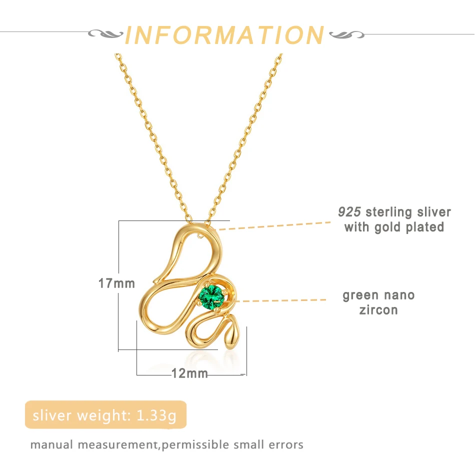 ALLNOEL Solid 925 Sterling Sliver Pendant For Women Green Nano Zircon Snake Necklace Real Gold Plated Anniversary Fine Jewelry
ALLNOEL Solid 925 Sterling Sliver Pendant For Women Green Nano Zircon Snake Necklace Real Gold Plated Anniversary Fine Jewelry