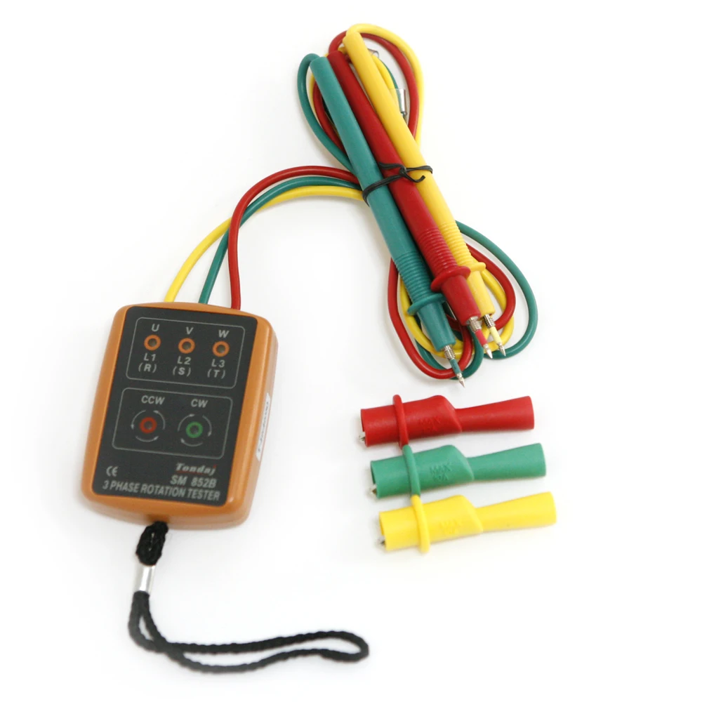 

3 Phase Sequence Presence Rotation Tester Indicator Detector Meter with LED and Buzzer 60V~600V (3 Phase AC)