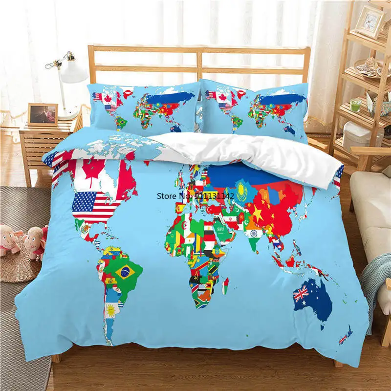 World Map 3D Reactive Printing Bedding Set Duvet Cover Pillowcases Comforter Bedding Sets Country Map Bedclothes Bed Linen
World Map 3D Reactive Printing Bedding Set Duvet Cover Pillowcases Comforter Bedding Sets Country Map Bedclothes Bed Linen