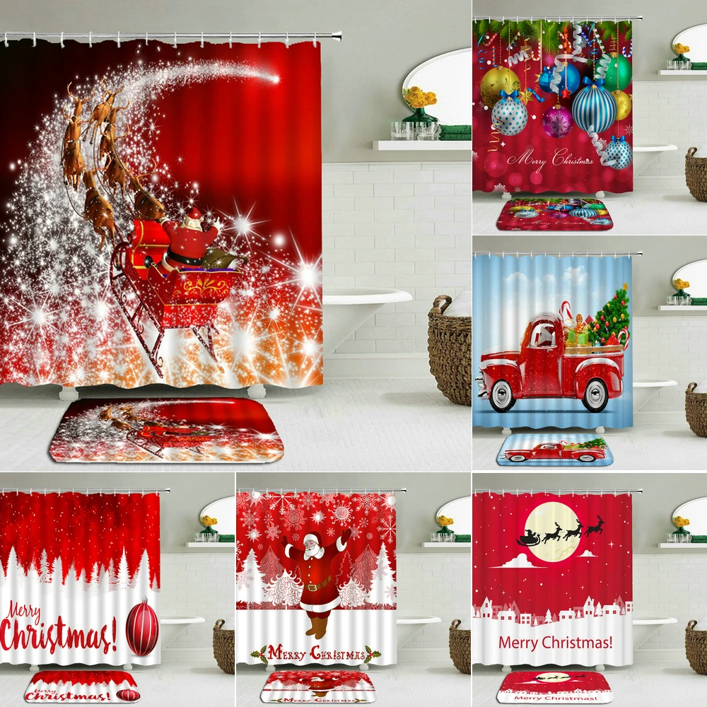Merry Christmas Bathroom Curtains Set Snowman Santa Bell Elk New Year Waterproof Shower Curtain Toilet Cover Mat Non-Slip Rug
Merry Christmas Bathroom Curtains Set Snowman Santa Bell Elk New Year Waterproof Shower Curtain Toilet Cover Mat Non-Slip Rug