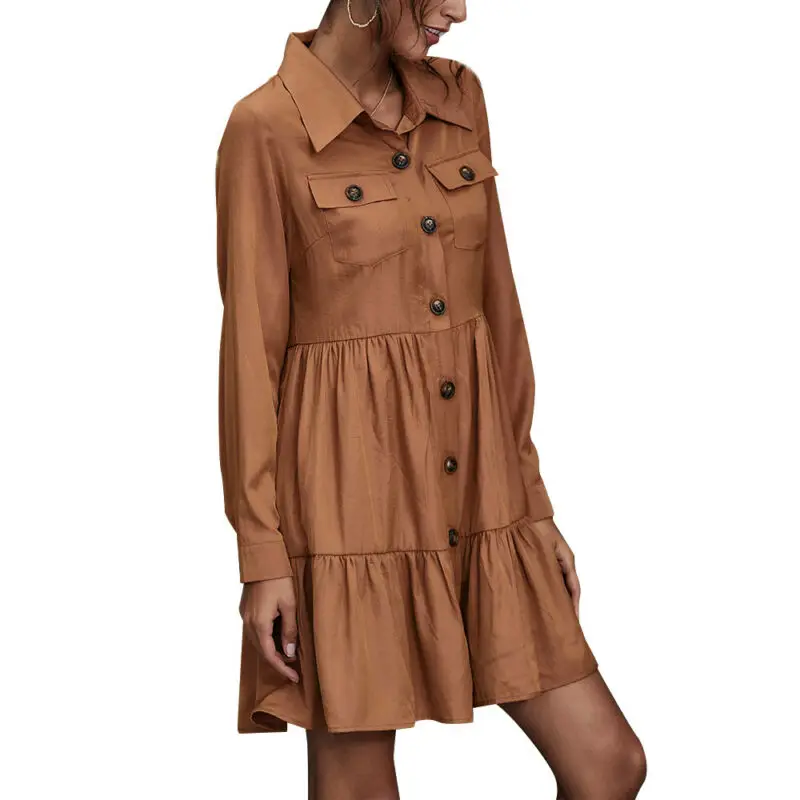 Women Casual Collared A-Line Shirt Dress Long Sleeve Plain Short Swing Dresses
Women Casual Collared A-Line Shirt Dress Long Sleeve Plain Short Swing Dresses