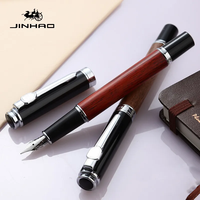 

Jinhao 1 шт. Высококачественная классическая перьевая ручка с отделкой под дерево Высококачественная деловая ручка металлическая Подпись пер...
