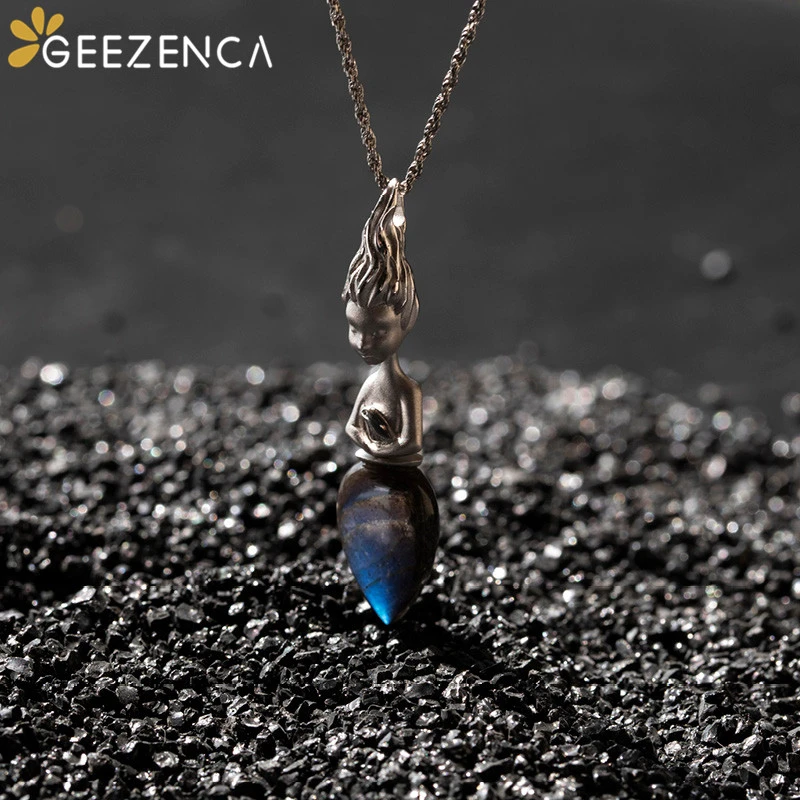 925 Sterling Silver Natural Labradorite Mermaid Princess Pendant Necklace Original Design Trendy Unique Women Gemstone Necklaces
925 Sterling Silver Natural Labradorite Mermaid Princess Pendant Necklace Original Design Trendy Unique Women Gemstone Necklaces