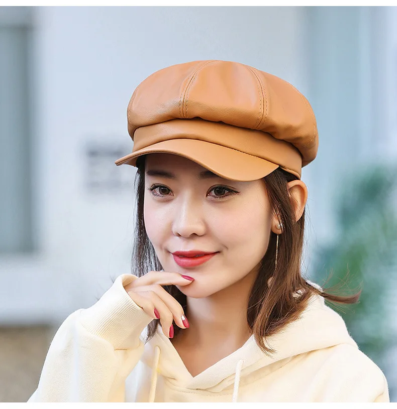Fashion Solid color Octagonal Cap Hats Female Autumn Winter Leather Stylish Artist Painter Newsboy Caps Beret Woman hat
Fashion Solid color Octagonal Cap Hats Female Autumn Winter Leather Stylish Artist Painter Newsboy Caps Beret Woman hat