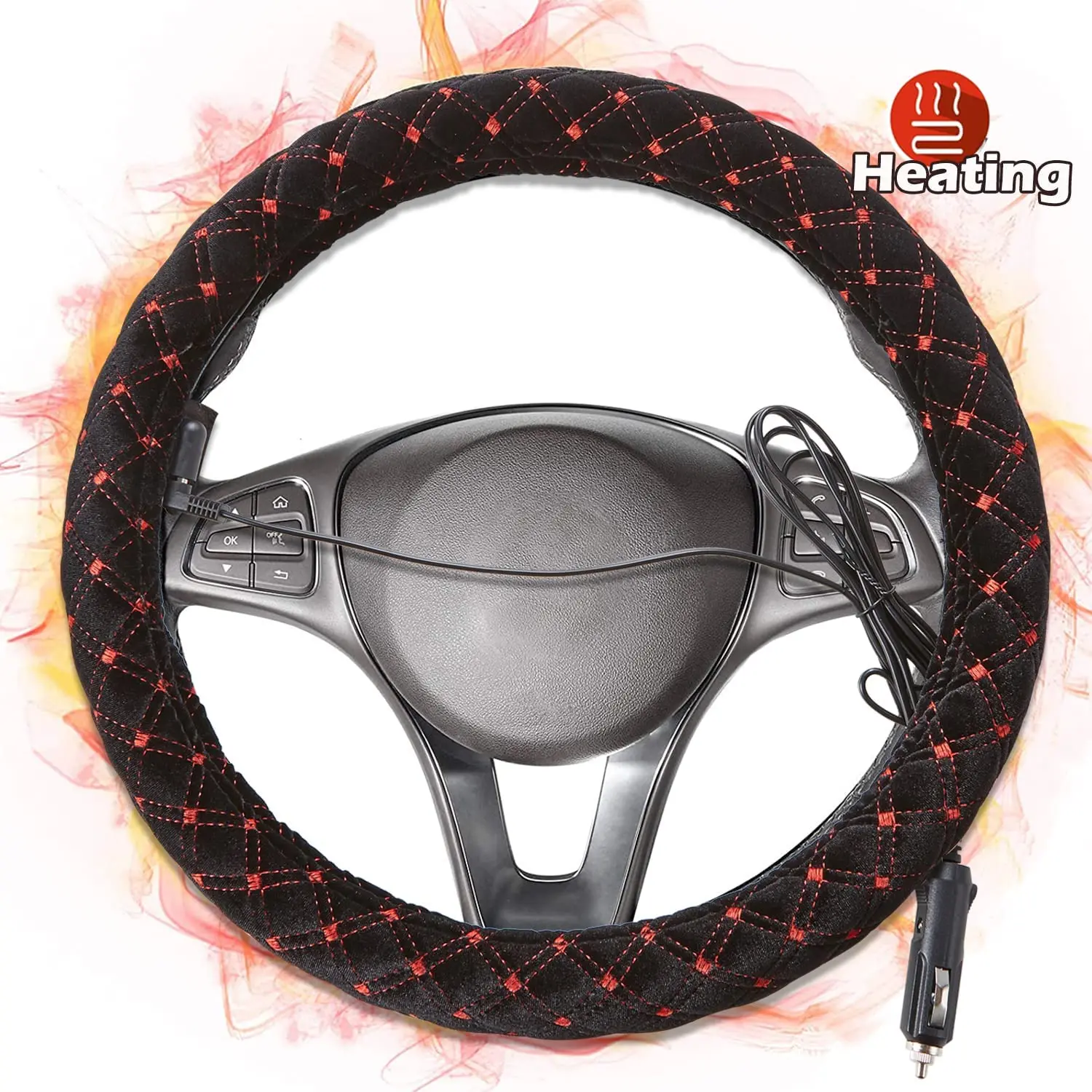Heated Electric Steering Wheel Covers 12V Winter Warmer Plush Steering Covers Car Lighter Plug for 38cm Outer Diameter Protector
Heated Electric Steering Wheel Covers 12V Winter Warmer Plush Steering Covers Car Lighter Plug for 38cm Outer Diameter Protector