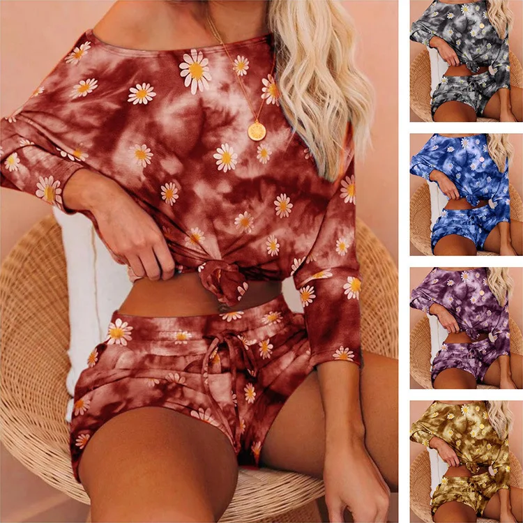 Hot Sales Women Suits 2 Piece Dyed Clothes Tops And Shorts Fashion Daisy Printed Outfits
Hot Sales Women Suits 2 Piece Dyed Clothes Tops And Shorts Fashion Daisy Printed Outfits