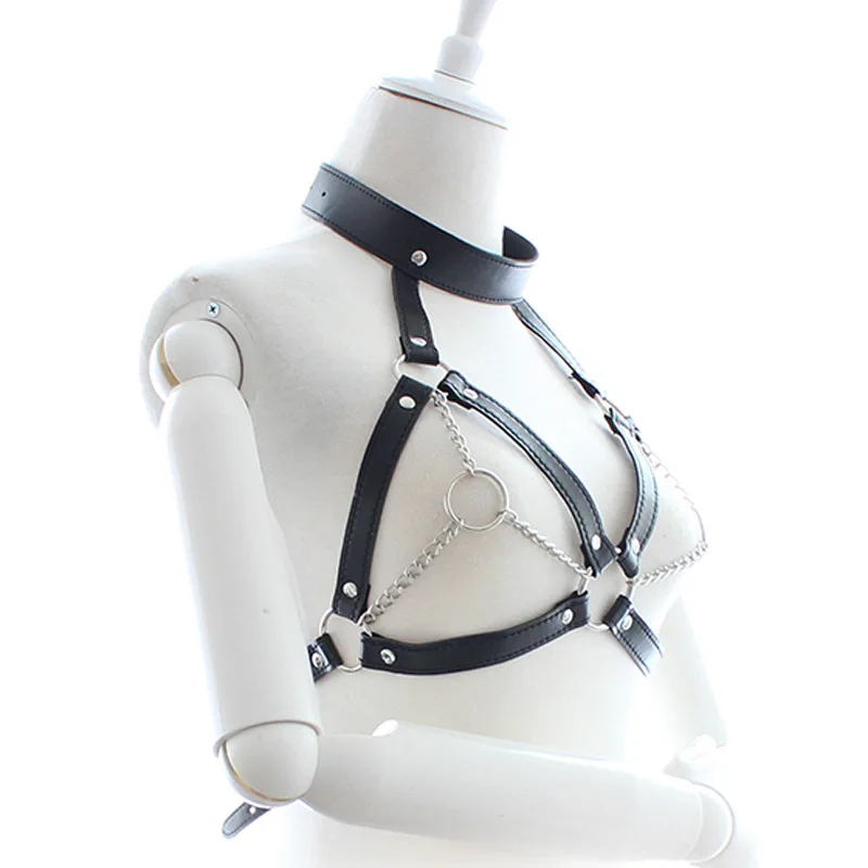 Женское бондажное боди ремни для тела искусственные топы кожаный бюстгальтер