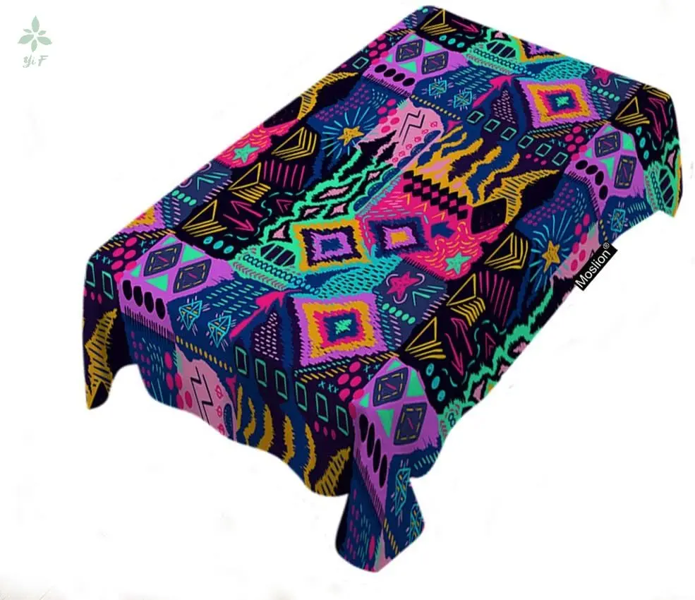 

Bohemian Tablecloth Home Ethnic Tribal Geometric Aztec Diamond Boho Triangles Polyester Rectangular Decor Table Cover Picnic
