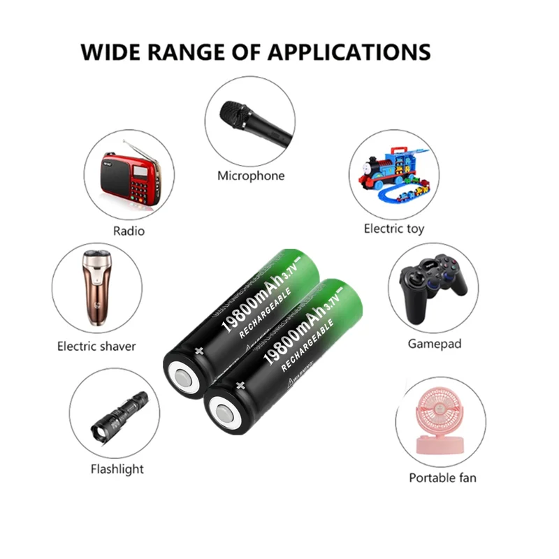 2021 New 18650 Li-Ion battery 19800mah rechargeable battery 3.7V for LED flashlight flashlight or electronic devices batteria
2021 New 18650 Li-Ion battery 19800mah rechargeable battery 3.7V for LED flashlight flashlight or electronic devices batteria