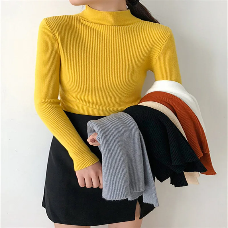 Fall Winter 2020 Fashion Solid Color Tight Top Half High Neck All Match Sweater Women's Slim Long Sleeved Bottoming Sweater C390
Fall Winter 2020 Fashion Solid Color Tight Top Half High Neck All Match Sweater Women's Slim Long Sleeved Bottoming Sweater C390