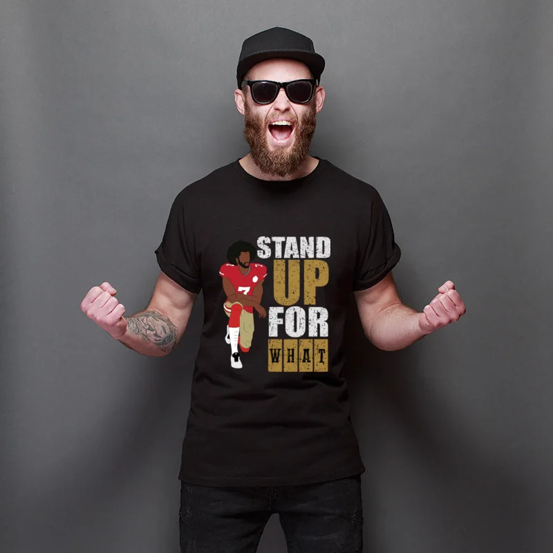 New Arrival Kaepernick Stand Up For What Comfortable Cool Tops T Shirt Print Graphic Tee Shirts Men's Hip hop Tops Tees Unisex
New Arrival Kaepernick Stand Up For What Comfortable Cool Tops T Shirt Print Graphic Tee Shirts Men's Hip hop Tops Tees Unisex