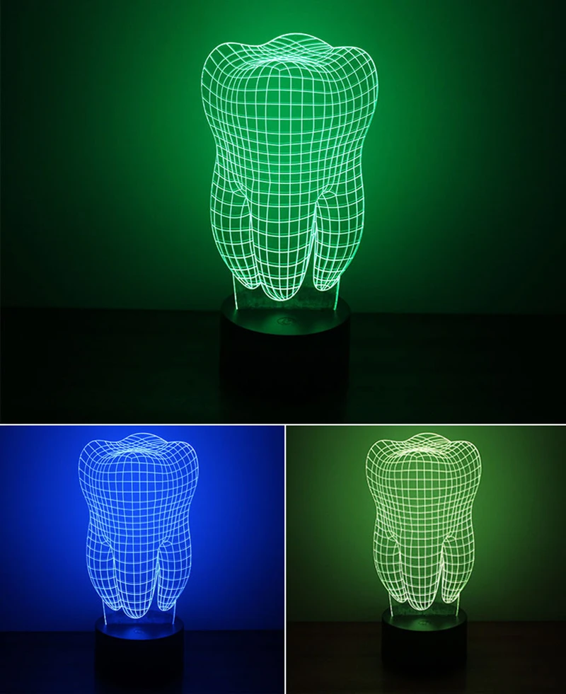 

Teeth Type 3D Led Lamp Dental Creative gift Colorful Tooth Gradient Light Dental Clinic Artwork Artware Night Dental Shows