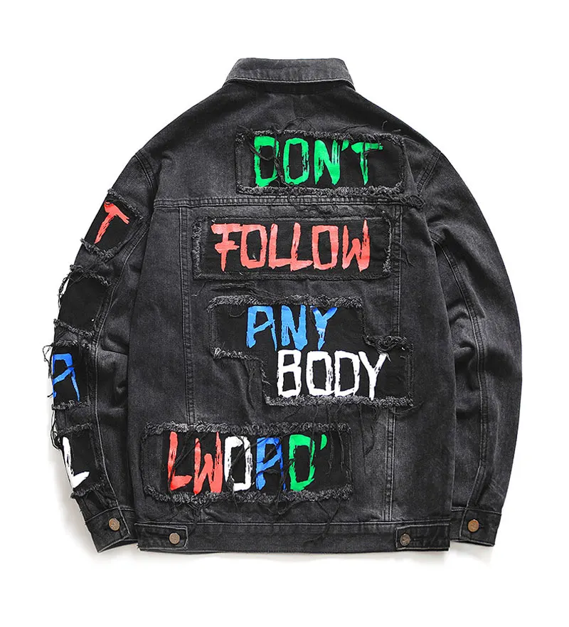Men Denim Jacket Retro Black Slim Fit Printed Designer Patchwork Hip Hop Jackets Men Punk Style Biker Jacket Fashion Streetwear
Men Denim Jacket Retro Black Slim Fit Printed Designer Patchwork Hip Hop Jackets Men Punk Style Biker Jacket Fashion Streetwear