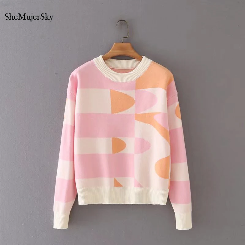 SheMujerSky Women Geometric Long Sleeve O-neck Sweater 2021 Knitted Elastic Loose Pullovers
SheMujerSky Women Geometric Long Sleeve O-neck Sweater 2021 Knitted Elastic Loose Pullovers