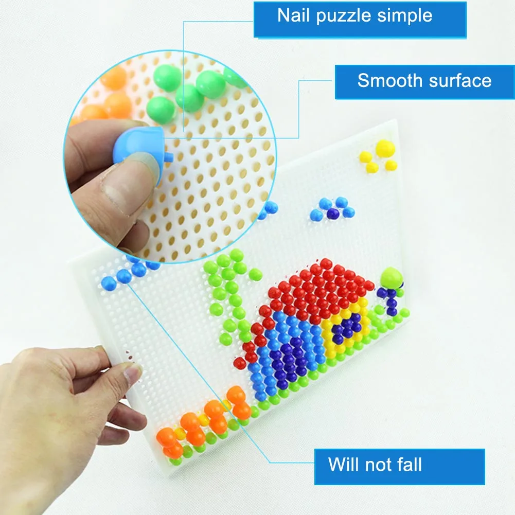 Горячая мозаика Pegboard детские развивающие игрушки 296 шт грибной пазл для ногтей
