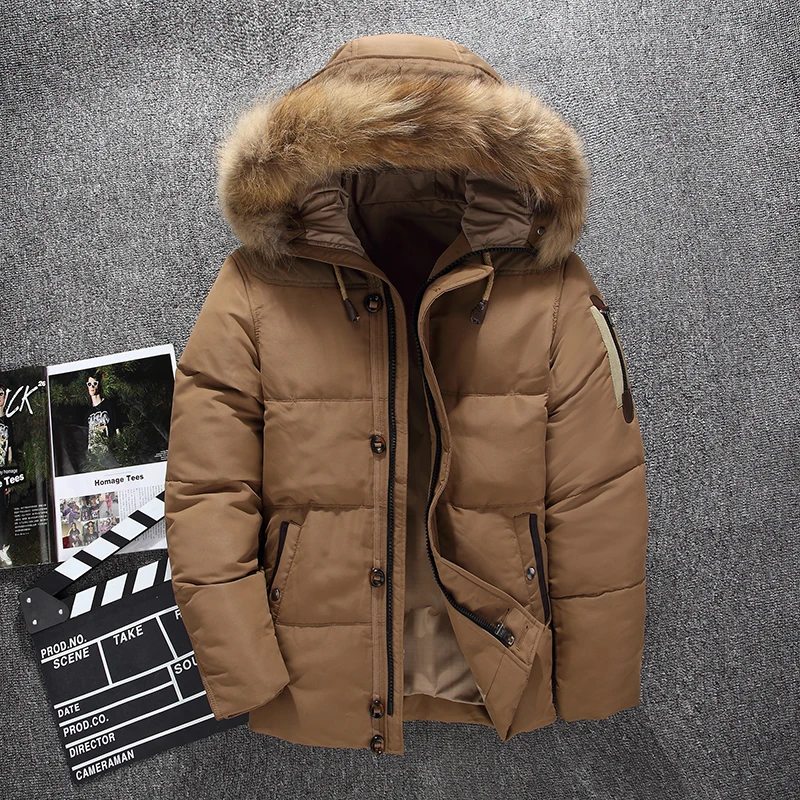 

2021 зимняя куртка FAKUNTN, мужская куртка на белом утином пуху, мужские толстые теплые парки для снега, куртка, пальто, ветровка, теплые парки с ка...