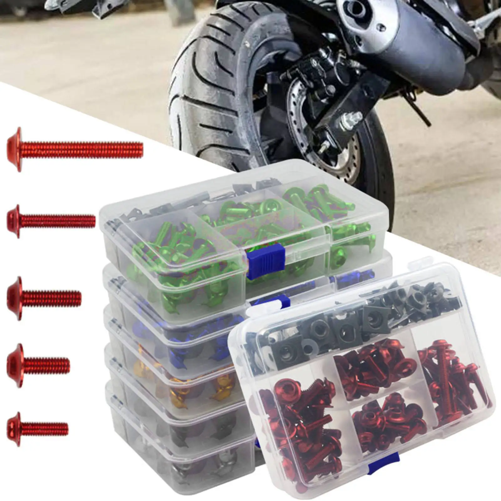 195 Pcs Motorcycle Fairing Bolts Kit Bodywork Fastener Clip Screws Nut for Motorbike Repair Modification Accessories
195 Pcs Motorcycle Fairing Bolts Kit Bodywork Fastener Clip Screws Nut for Motorbike Repair Modification Accessories
