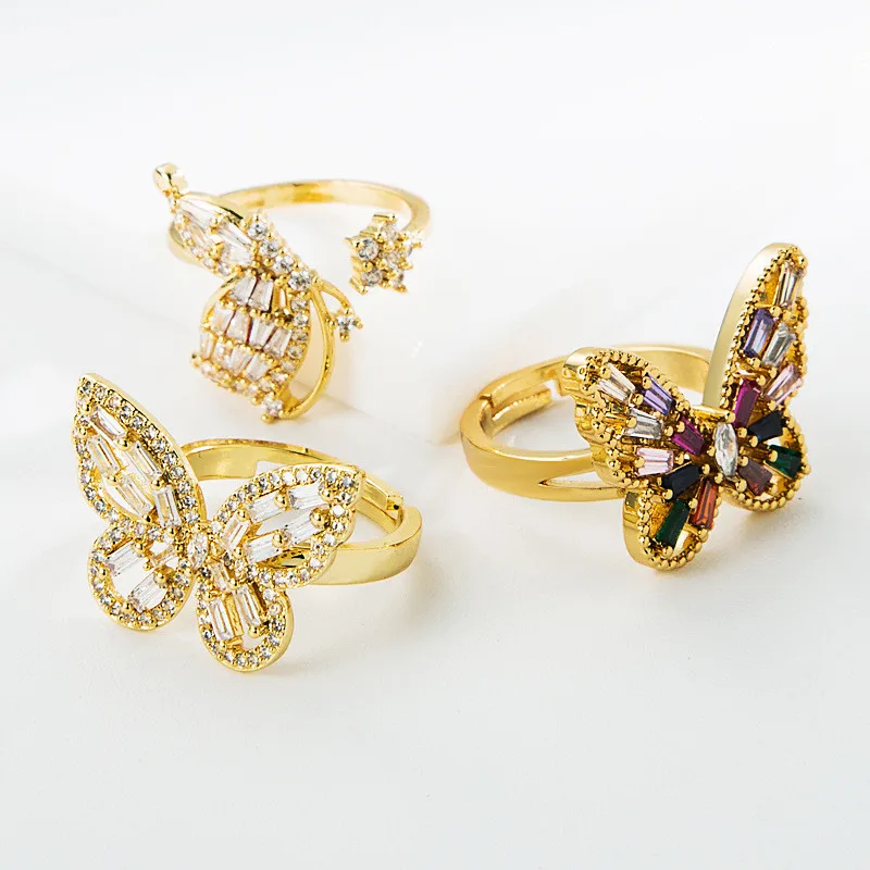 Gorgeous Micro Inlaid Zircon Crystal Butterfly Ring Women Fashion Design Opening Personality Jewelry Gift Marriage Ring Party
Gorgeous Micro Inlaid Zircon Crystal Butterfly Ring Women Fashion Design Opening Personality Jewelry Gift Marriage Ring Party