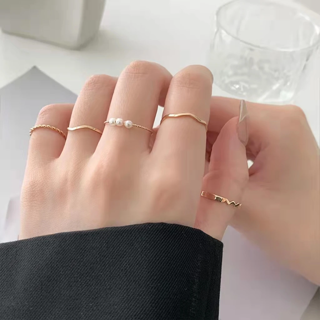 French elegant pearl wave ring set golden geometric punk fashion simple ladies wedding party jewelry friendship gift
French elegant pearl wave ring set golden geometric punk fashion simple ladies wedding party jewelry friendship gift