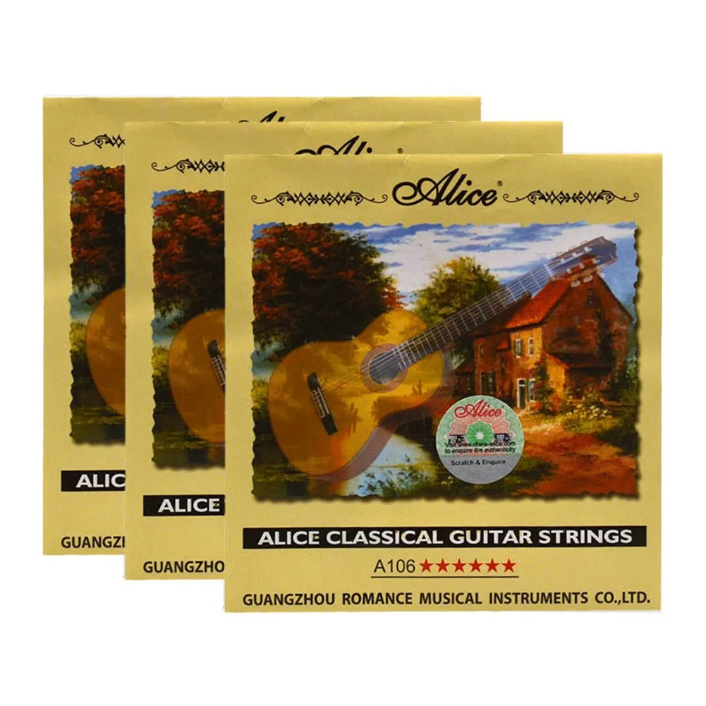 6pcs Alice Classical Guitar Strings Clear Nylon And Silver Plated Copper Wound Musical Instrument Guitar Bass Part Accessories
6pcs Alice Classical Guitar Strings Clear Nylon And Silver Plated Copper Wound Musical Instrument Guitar Bass Part Accessories