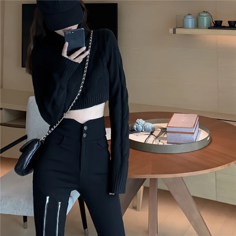 Lucyever Women's Black Elastic Pencil Pants Fashion High Waist Skinny Ladies Pocket Pants Autumn Button Zipper Slim Long Pants
Lucyever Women's Black Elastic Pencil Pants Fashion High Waist Skinny Ladies Pocket Pants Autumn Button Zipper Slim Long Pants