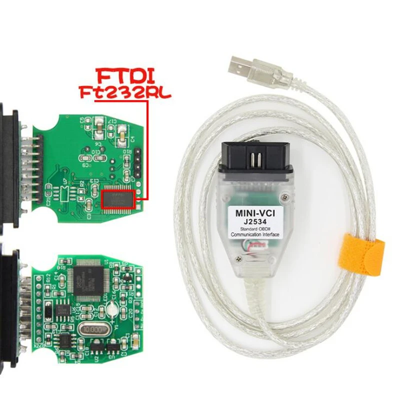 Кабель USB/OBD2 16-контактный MINI VCI для диагностического измерительного кабеля TOYOTA TIS