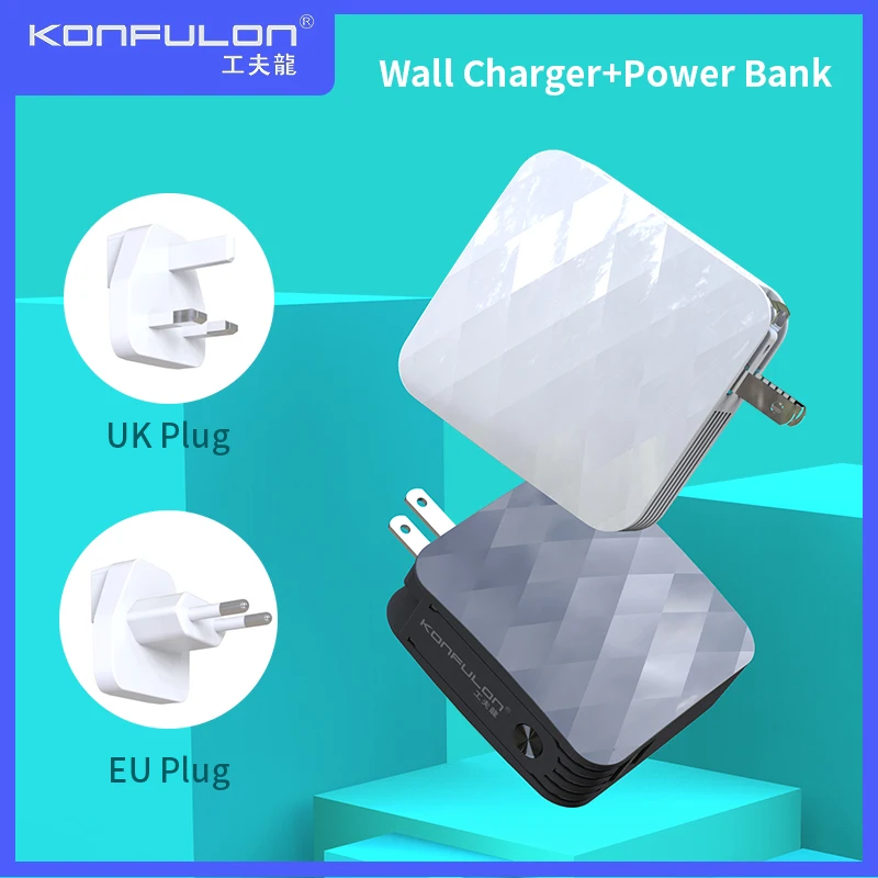 Power Bank Dual USB 5000 мАч 2.1A Быстрая зарядка портативное настенное зарядное устройство US
