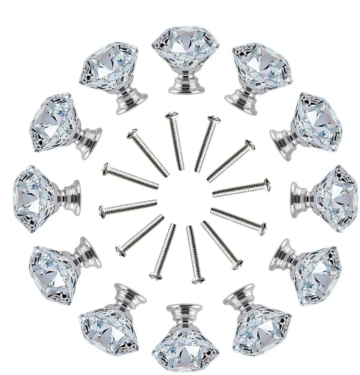 Drawer Knob Pull Handle Crystal Glass Diamond Shape Cabinet Drawer Pulls Cupboard Knobs with Screws for Home Office 
Drawer Knob Pull Handle Crystal Glass Diamond Shape Cabinet Drawer Pulls Cupboard Knobs with Screws for Home Office