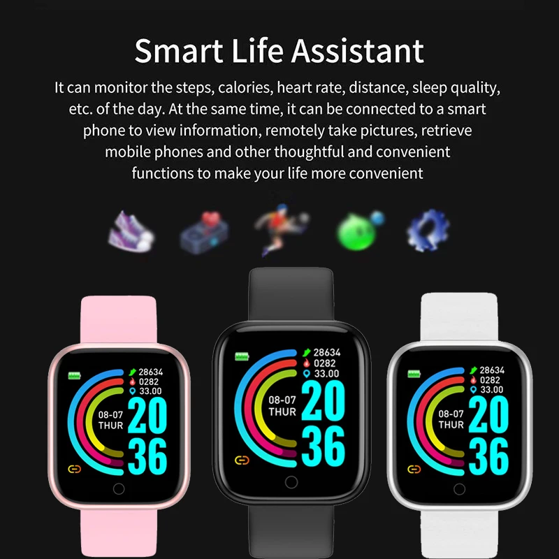 2 PCS Y68 Smart Watch Fitness Tracker Blood Pressure Smartwatches Waterproof Heart Rate Monitor Bluetooth Smart Wristwatch
2 PCS Y68 Smart Watch Fitness Tracker Blood Pressure Smartwatches Waterproof Heart Rate Monitor Bluetooth Smart Wristwatch