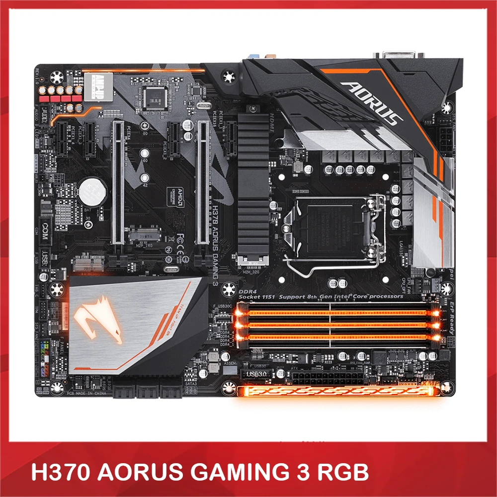 

Оригинальная выделенная материнская плата для Gigabyte H370 AORUS GAMING 3 RGB DDR4 Lighting TYPE-C Z370 поддерживает процессор 9-го поколения