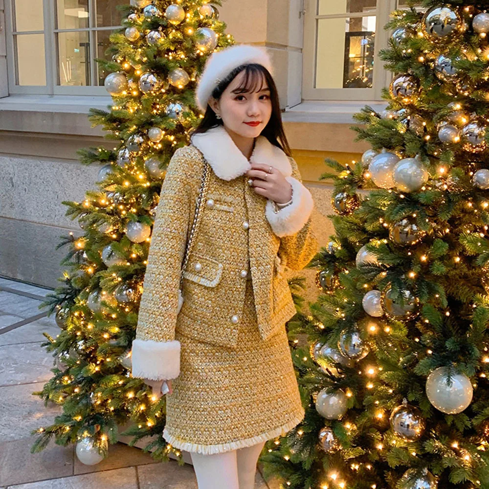 Fashion Tweed Two Piece Set Women Crop Top Short Jacket Coat + Pleated Skirt Suits Vintage 2 Piece Sets
Fashion Tweed Two Piece Set Women Crop Top Short Jacket Coat + Pleated Skirt Suits Vintage 2 Piece Sets