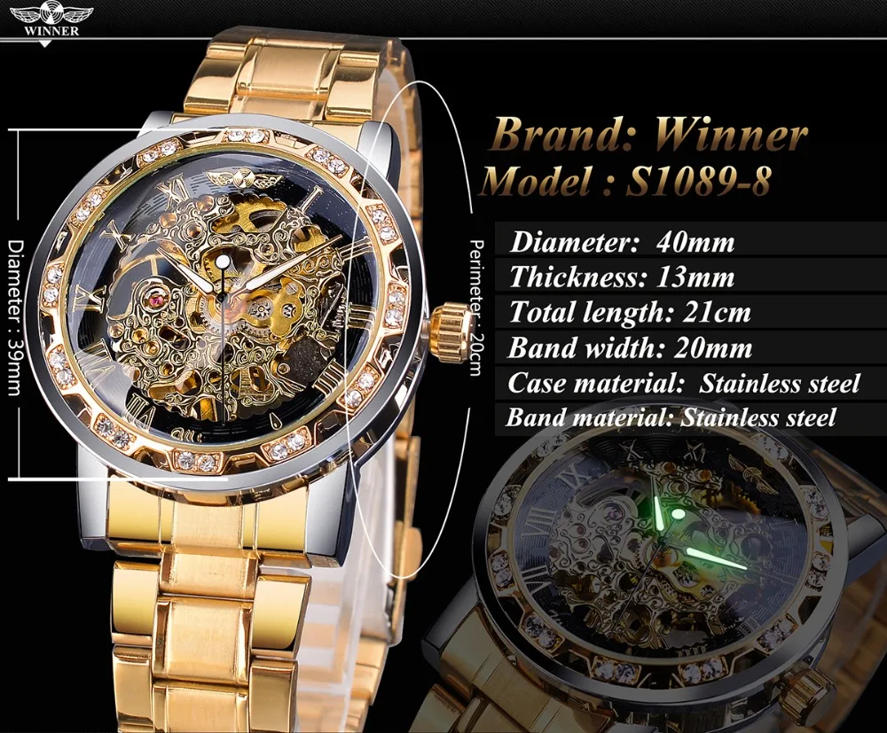 Winner Top Brand Luxury Men Transparent Fashion Diamond Luminous Gear Movement Male Mechanical Skeleton Royal Design Wrist Watch
Winner Top Brand Luxury Men Transparent Fashion Diamond Luminous Gear Movement Male Mechanical Skeleton Royal Design Wrist Watch
