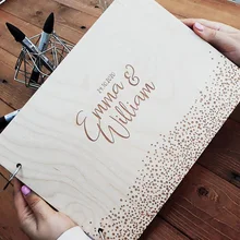 Personalized Wedding Guestbook Custom Wood Guest Book Engagement Anniversary Gift Wedding Sign Book
