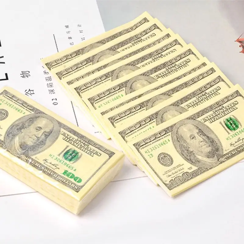 10 Sheets/Pack Funny Dollar Pattern Tissue Paper Disposable Towel Pure Wood Portable Money Napkin Handkerchief Party Tableware 
10 Sheets/Pack Funny Dollar Pattern Tissue Paper Disposable Towel Pure Wood Portable Money Napkin Handkerchief Party Tableware