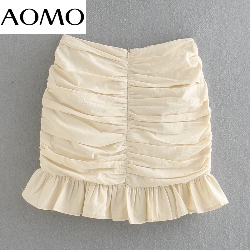 AOMO2021 Women Ruffles Beige Pleated Pencil Skirts Faldas Mujer Zipper French Style Mini Skirt QJ24A
AOMO2021 Women Ruffles Beige Pleated Pencil Skirts Faldas Mujer Zipper French Style Mini Skirt QJ24A