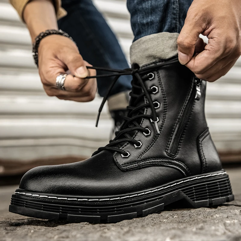 Men Spring Leather shoes High Top Fashion Winter Warm Boot Zipper Motorcycle Fleece with Cotton Shoes Boots
Men Spring Leather shoes High Top Fashion Winter Warm Boot Zipper Motorcycle Fleece with Cotton Shoes Boots